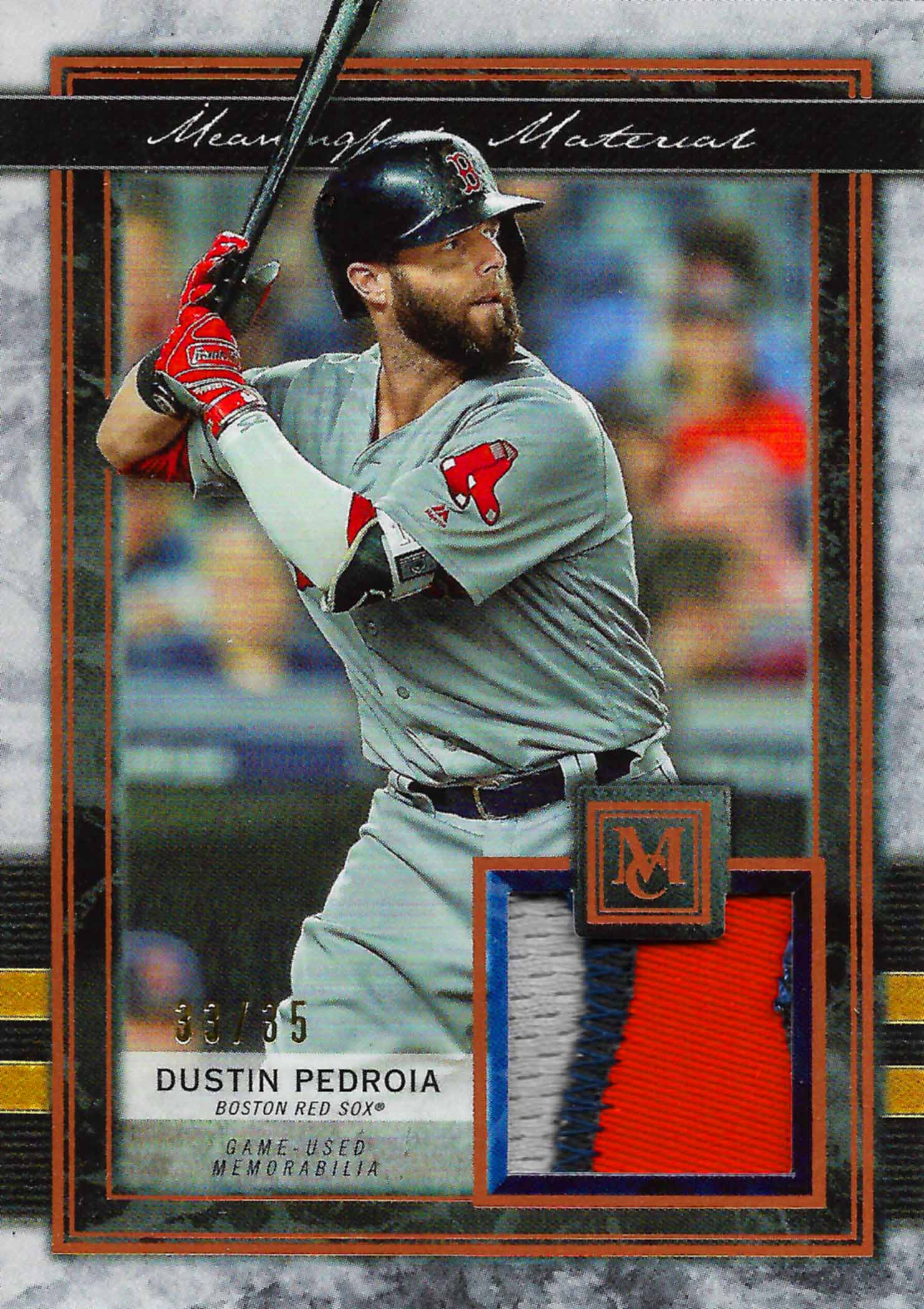 Dustin Pedroia Game Worn Jersey Baseball Card