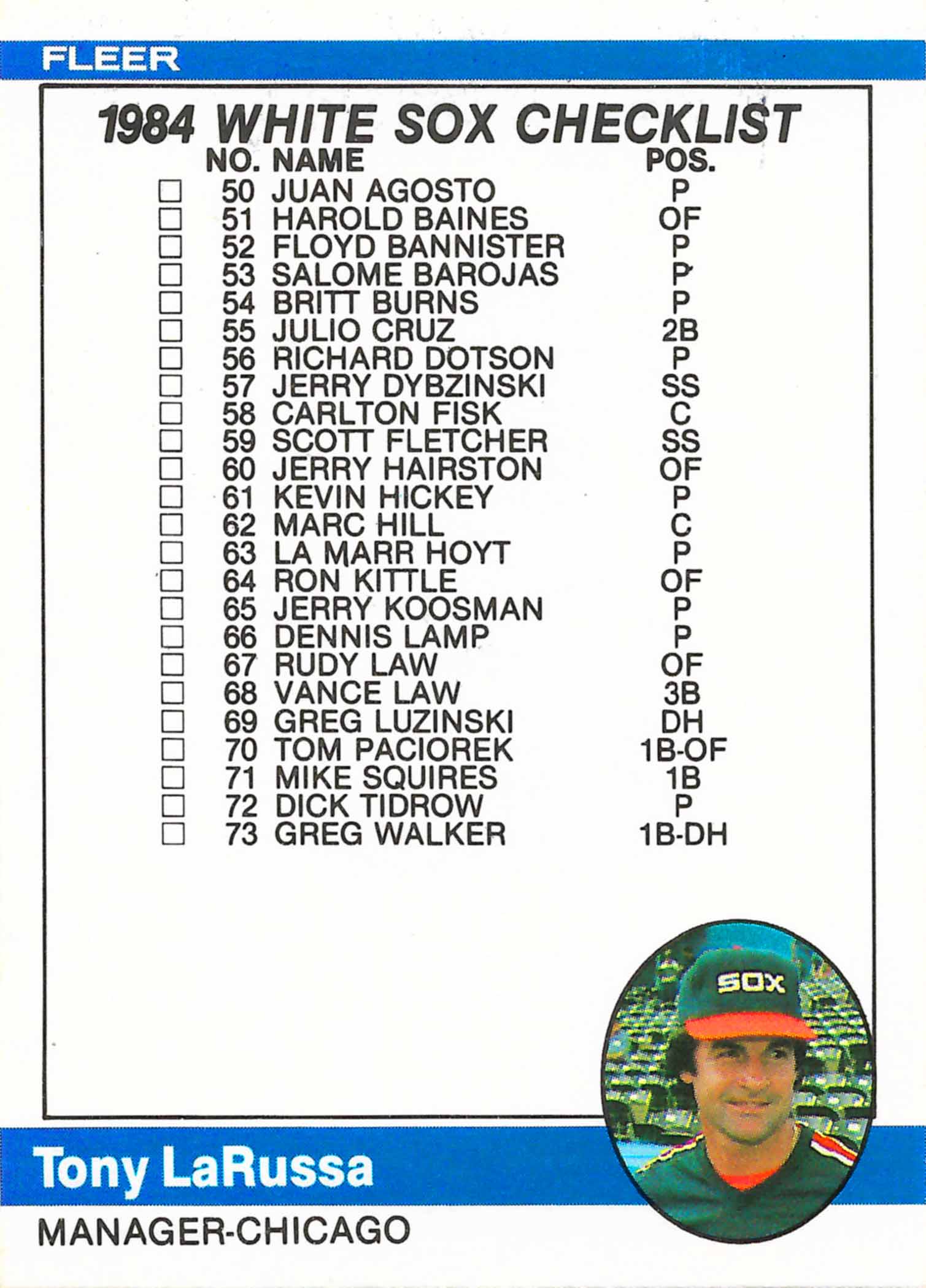 1984 Fleer Team Checklist