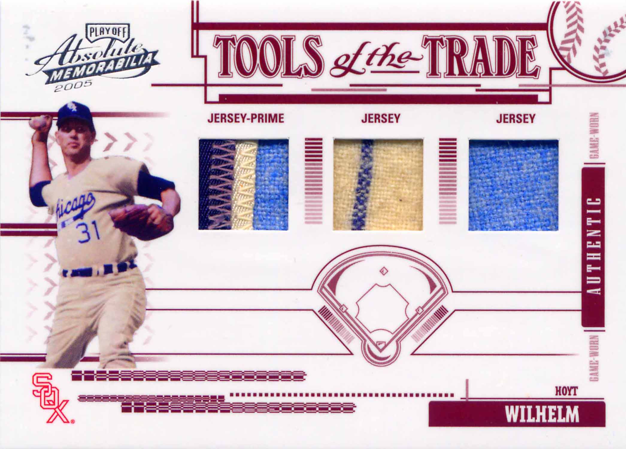2005 Absolute Memorabilia Tools of the Trade Swatch Triple Prime Red Jerseys