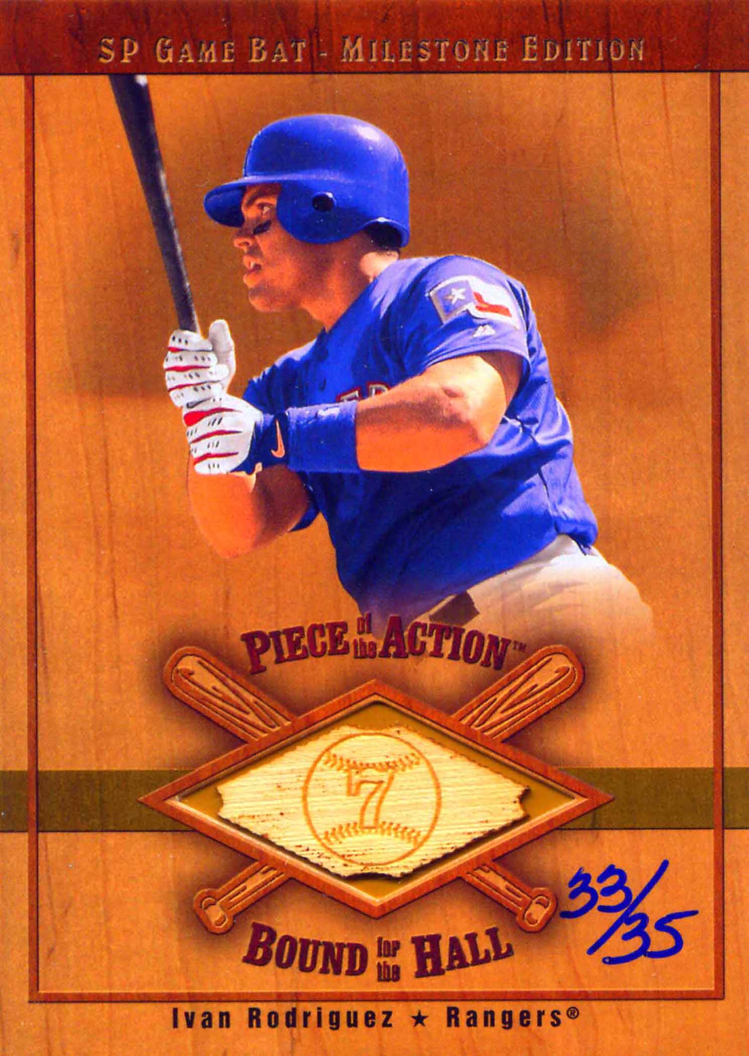 2001 SP Game Bat Milestone Piece of Action Bound for the Hall Gold