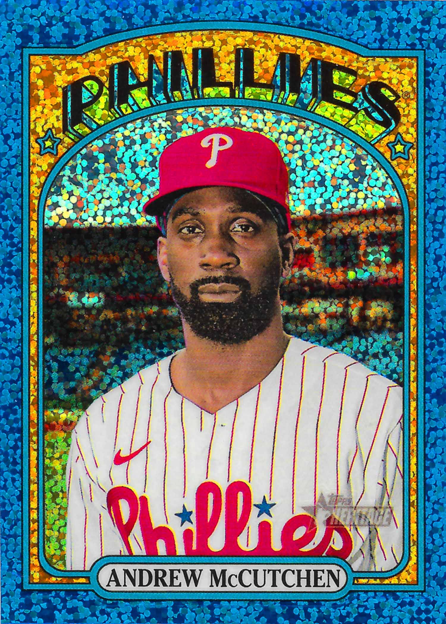 2021 Topps Heritage Chrome Blue Sparkle