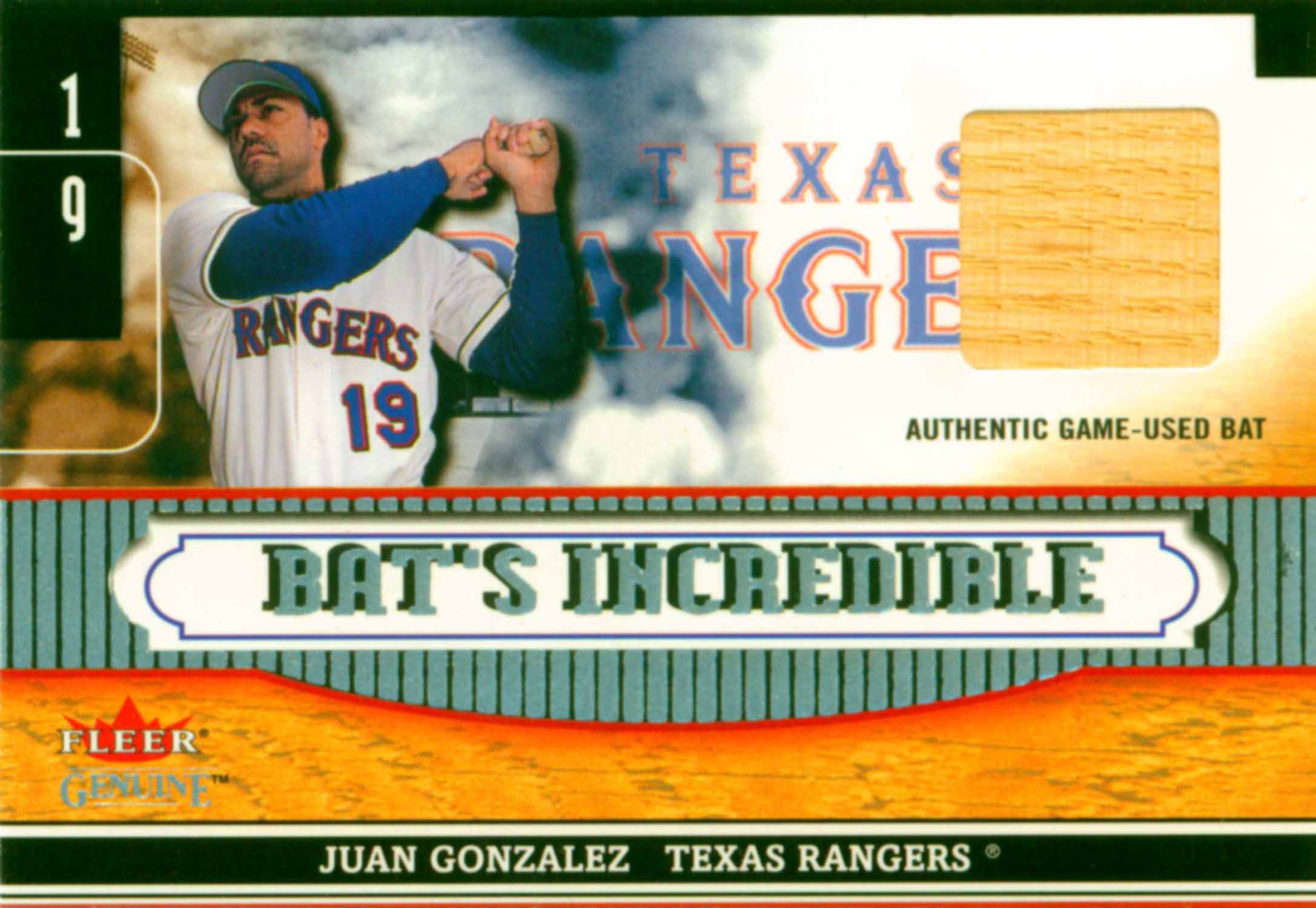 2002 Fleer Genuine Bats Incredible Game Used