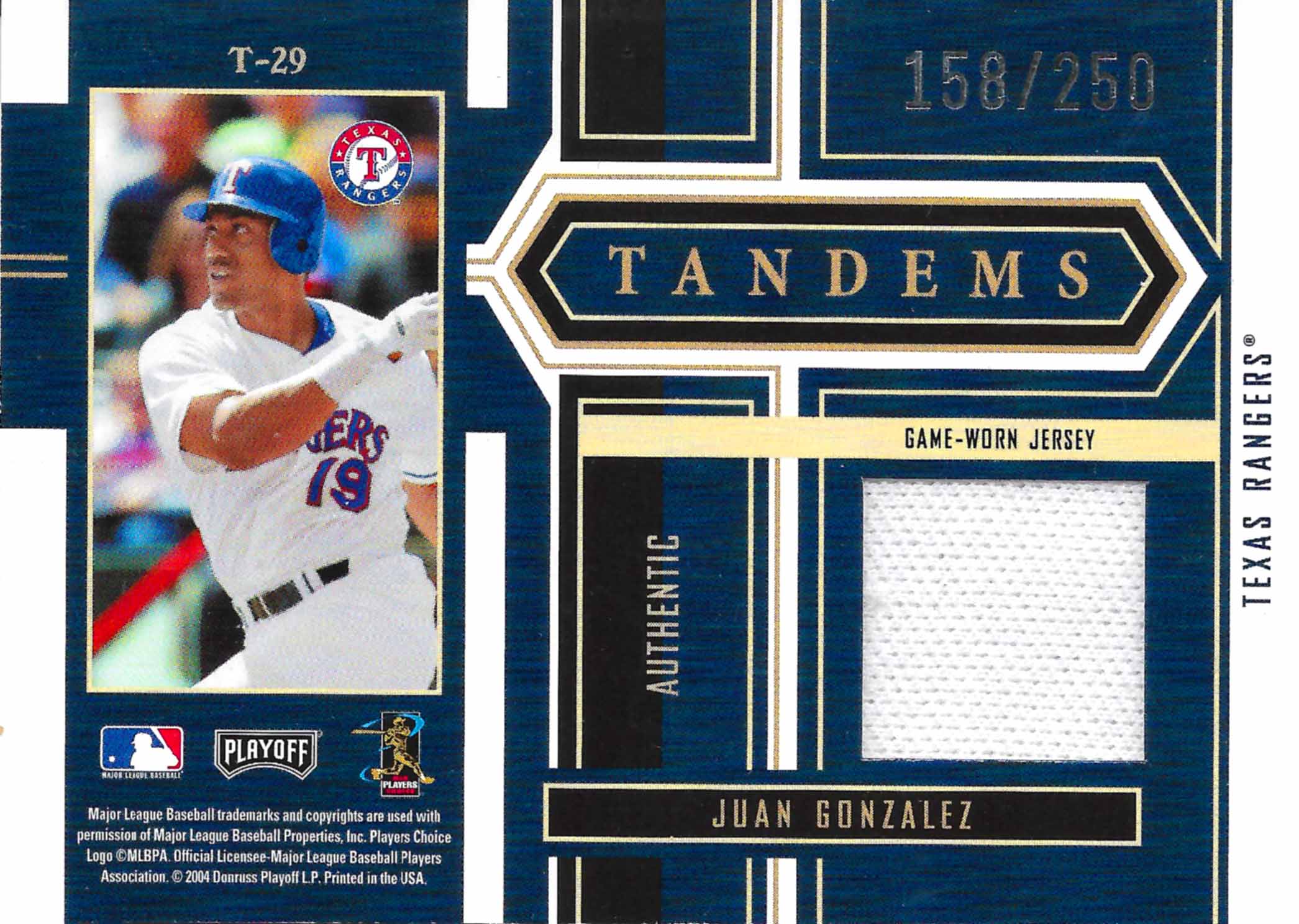 2004 Playoff Honors Tandem Material Jersey